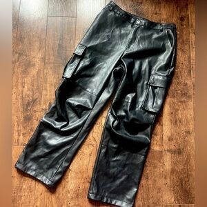 7 For all Mankind Black Faux leather Cargo pant